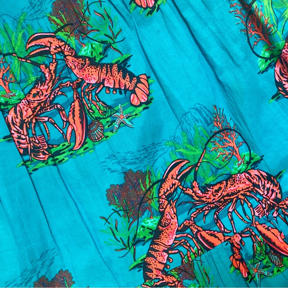 J.Crew Tiered Turquoise Lobster Print Midi Dress - Picture 3 of 7